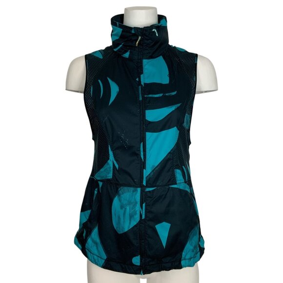 Lululemon Pack It Vest 4 Back Spin Stroke Peacock Blue Black Hooded Zip Front - Picture 1 of 14